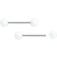 thumbnail image 2 of Body Candy 14G Nipple Piercing Jewelry 316L Stainless Steel 2Pc Aurora Matte White Barbell Nipple Rings 9/16, 2 of 6