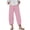 Pink A, variant on Women Elastic Waist Solid Color Pants Casual Trousers with Tulip Hem Lightweight & Breathable for Summer and Everyday Wear