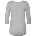 thumbnail image 3 of KOGMO Womens 3/4 Sleeve Solid Basic Drape Top Side Shirring Tunic (S-3X), 3 of 7