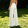 thumbnail image 4 of Women's High Waist Wide Leg Pants With Ruffle Hem Casual Loose Flared Trousers With Pockets, 4 of 6