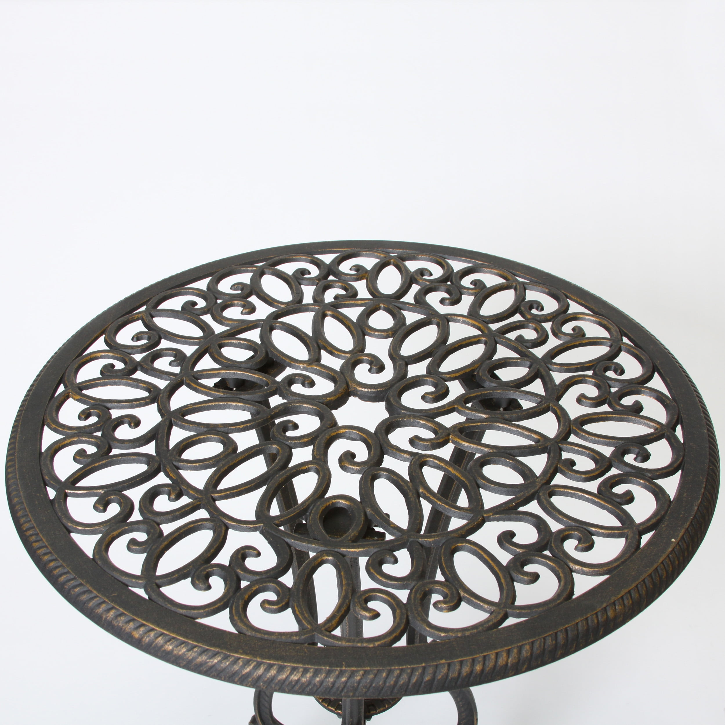 Aluminum 3-Piece Outdoor Bistro Set, Black and Gold