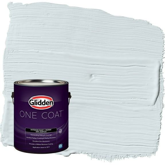 Glidden One Coat Blue Smoke / Blue Flat Exterior Paint with Primer, 1 Gallon