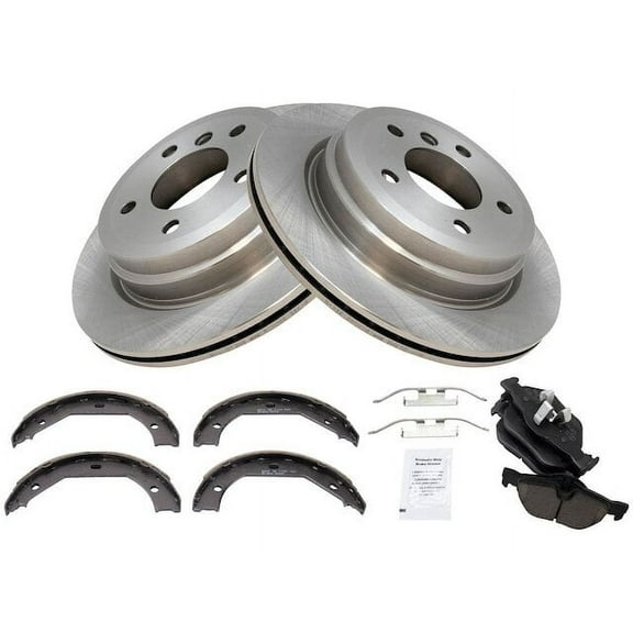 Rear Brake Pad Rotor and Parking Brake Kit 4 Piece - Compatible with 2007 - 2013 BMW 328i 3.0L 6-Cylinder 2008 2009 2010 2011 2012