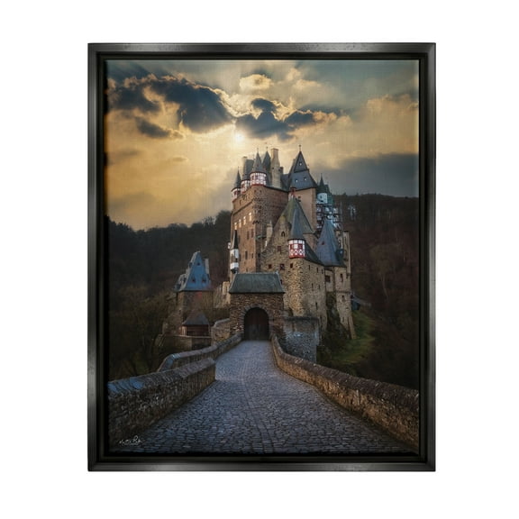 Stupell Eltz Castle Path Sun Rays Photography Landscape Photography Black Floater Framed Art Print Wall Art