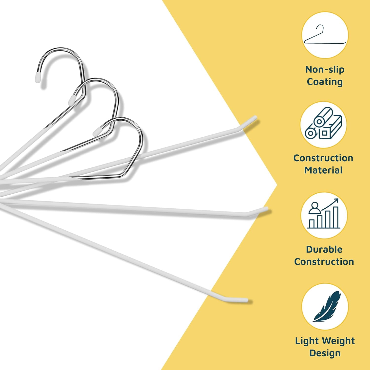 Metal Pants Hanger Set - 30 Pieces Elegant Non-Slip Closet Space Saving Hanger Set for Pants, Trouser, Blankets, and Jeans with Open Ended Sleek Design - White