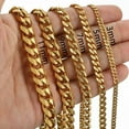 thumbnail image 5 of 3/5/7/9/11mm Wide 18"-24" Mens Stainless Steel Gold Tone Chain Cuban Curb Necklace, 5 of 5