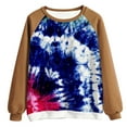 thumbnail image 3 of BLVB Womens Casual Long Sleeve Crewneck Sweatshirt Tie Dye Printed Loose Pullover Tops Shirts Fall Trendy Clothes 2023 Brown, 3 of 3