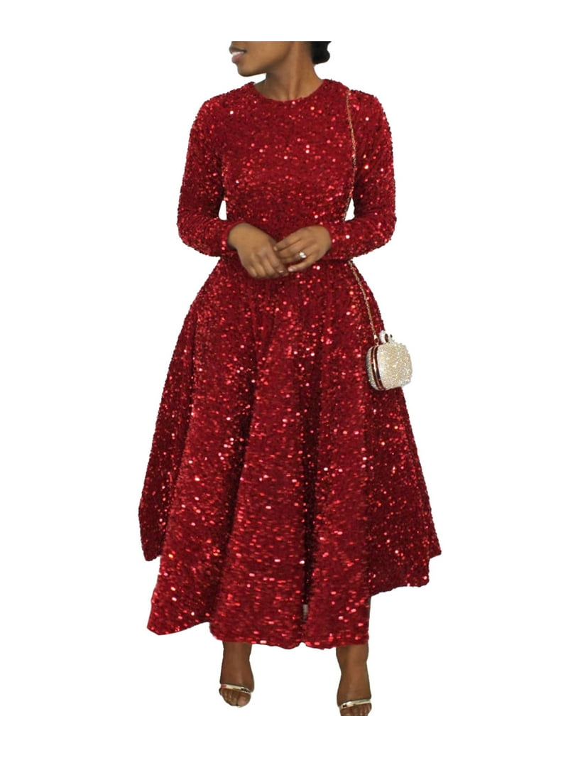 plus size glitter maxi dress One Shoulder Sequin Dress With Side Ruching main image 0