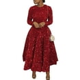 thumbnail image 3 of XXXITICAT Women's Plus Size Sequin Dress Flared Cocktail Sparkle Glitter Evening Maxi Dress(RE,S), 3 of 4