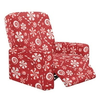 Xoenoiee Christmas Candy Pattern 4 Pieces Recliner Chair Covers for Reclining Chair, Soft Fabric Soft Slipcover Christmas Decoration Furniture Protector with Elastic Bottom