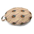 thumbnail image 1 of Feather Round Floor Cushion with Handle, Native Style Art of Diagonally Arranged Peacock Fluff Plumage, Decorative Pillow for Living Room & Dorms, 18" Round, Pale Peach Multicolor, by Ambesonne, 1 of 4