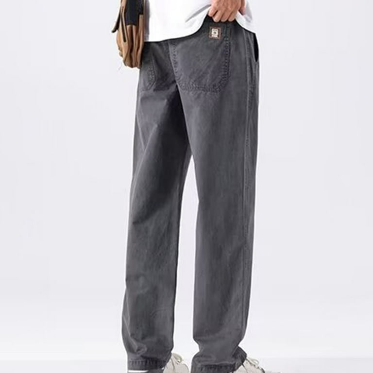 DPTALR Men's Summer Thin Soft Fabric Pants Loose Wide Leg Elastic