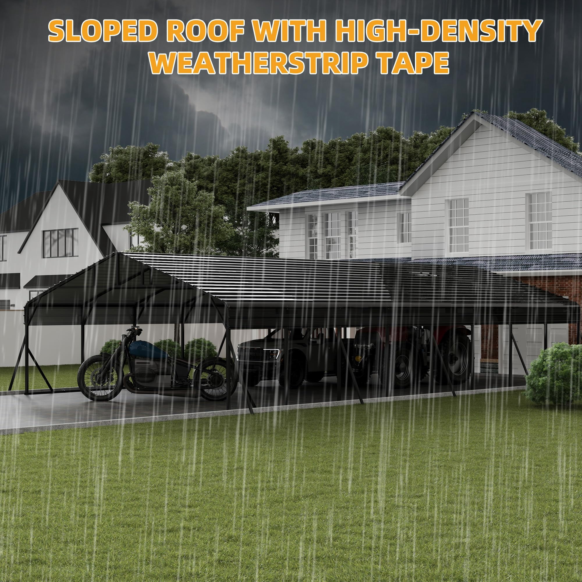 20 x 40 FT Metal Carport with Galvanized Steel Roof, Heavy Duty Metal Roof Carport with Enhanced Base, Tall MetalCarport Kits Garage for Tractors, Trucks, Boats, Cars