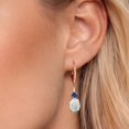 thumbnail image 2 of Gem Stone King 18K Rose Gold Plated Silver White Opal and Blue Created Sapphire Dangle Earrings for Women with Lab Grown Diamond (2.53 Cttw, Oval Cabochon 9X7MM), 2 of 5