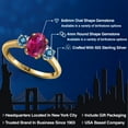 thumbnail image 2 of Gem Stone King 18K Yellow Gold Plated Silver Ring Oval Red Created Ruby and Vivid Persian Blue Moissanite (1.81 Cttw, Size 8), 2 of 6
