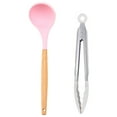 thumbnail image 1 of Juego de utensilios de cocina antiadherentes resistentes al calor, 2 uds., con mango de madera, para cocinar en casa o en picnic, 1 of 5