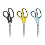HarvestLand Scissor for Office & School Multipurpose Stainless Steel 7.87" (Set of 3) Black/Yellow/Light Blue
