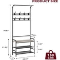 thumbnail image 6 of Kojooin Sunvasagoo Coat Rack, 3-In-1 Hall Tree Shoe Rack for Entryway, Coat Tree With Storage Shelf, and 8 Hooks Removable, Entryway Furniture, Multifunctional Hallway Organizer, 6 of 7
