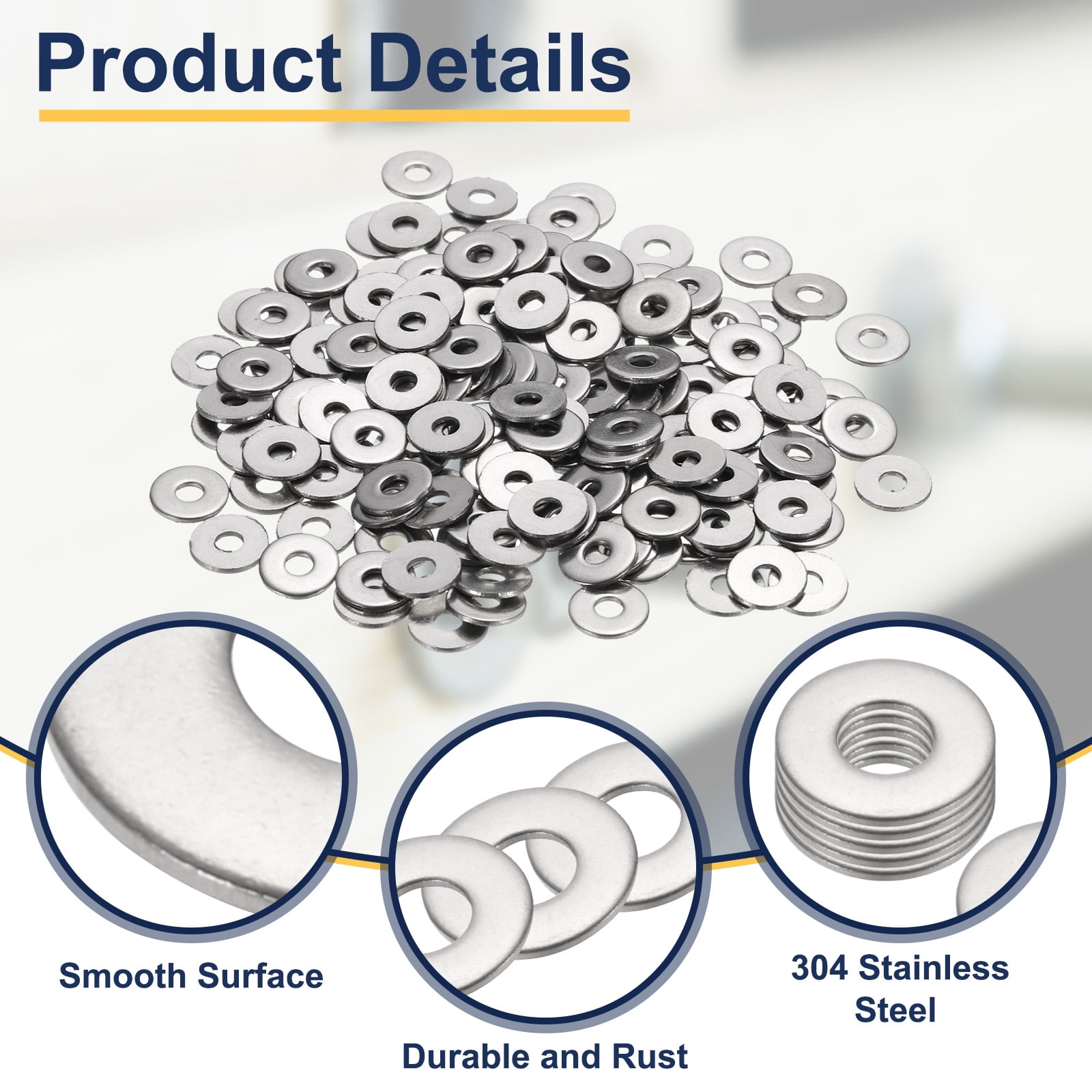 Unique Bargains Flat Washer for Screw Washers Bolts 3MM ID x 10MM OD x 1MM Thick