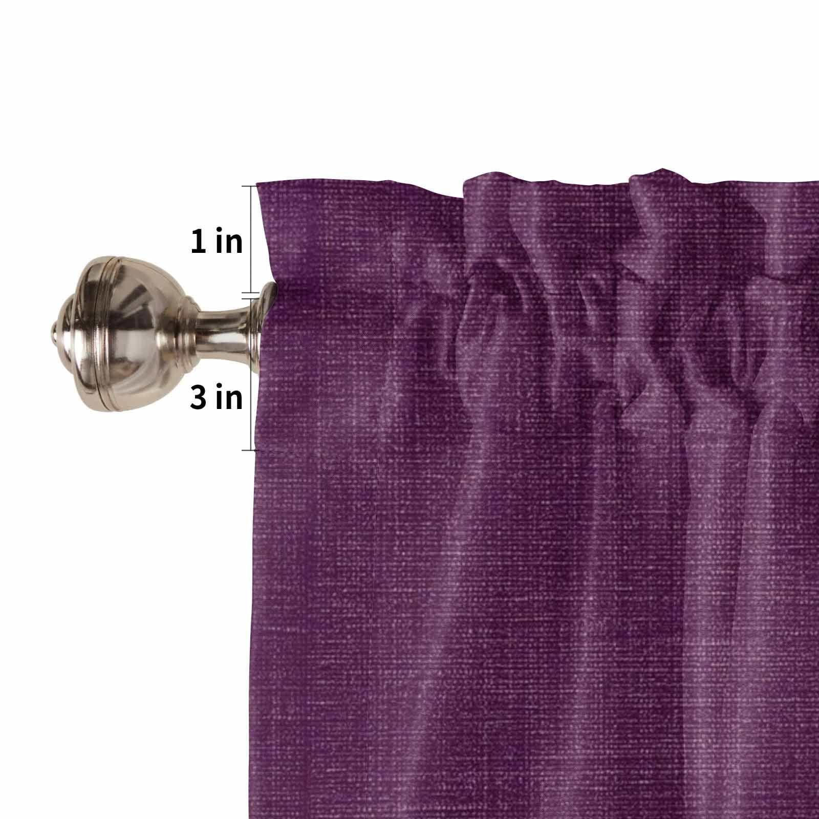 Vintage Dark Kitchen Curtains Valance and Tier Set Purple Linen Texture Farmhouse Rod Pocket Short Curtains for Small Window 3 Pieces Set for Bedroom Bathroom Cafe (54" x 18"+27" x 36")