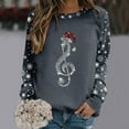 thumbnail image 2 of WEAIXIMIUNG Sweat à Rayures pour Femmes Grande Taille Décontracté Scintillant Imprimé de Noël Col Rond Manches Longues, 2 of 4