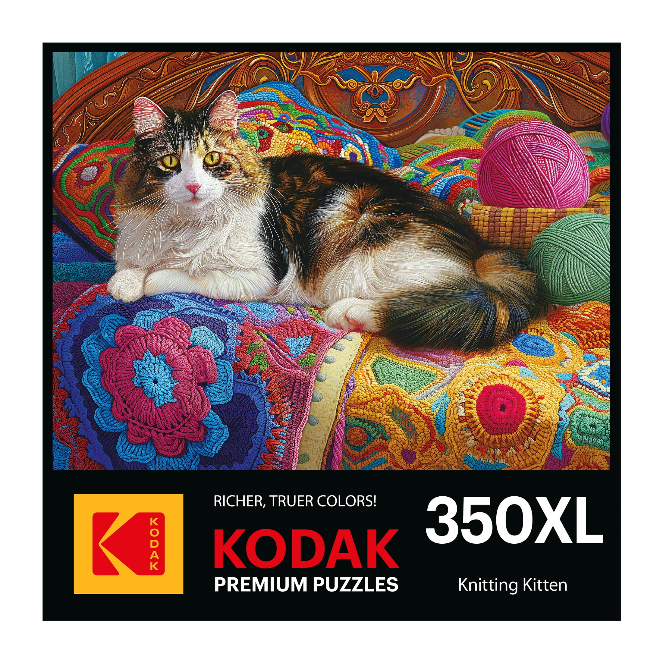 RoseArt Kodak 350-Piece Knitting Kitten Adult Interlocking Jigsaw Puzzle