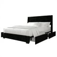 thumbnail image 2 of Castle Place Corduroy Velvet King Platform Bed With Storage, Black, 2 of 11