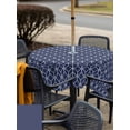 thumbnail image 5 of Outdoor Tablecloth with Umbrella Hole for Patio/Picnic/Party/Camping, Navy Blue Geometric Waterproof Table Cloth Square Cover Washable, Modern Abstract Blocks Lines (54"x 54"), 5 of 8