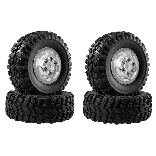 Plata para 1/12 MN82 LC79 MN78 Naughty Dragon Control Remoto Accesorios de Coche Ruedas y Neumáticos de Metal Mejorados