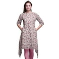 thumbnail image 1 of Bimba Pink Leaves & Cardamine Floral Printed Asymmetrical Kurti Tops For Women Indian Summer Dress Tunic XXX-Large, 1 of 6