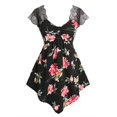 thumbnail image 1 of Camiseta Panel Encaje Estampado Floral Tamaño Plus Rosegal Camisetas tallas grandes, 1 of 5