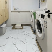 UMIGGEE White Marble Peel and Stick Floor Tile Self Adhesive Vinyl Flooring 12-in x12-in x1.0mm (10-pcs)For Kitchen Living Room Bedroom Home Decoration (10 Sq. ft./Pack)