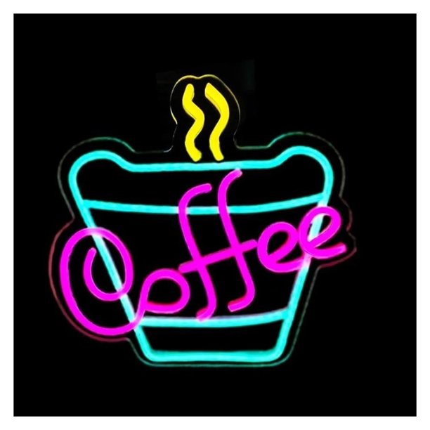 Letrero Luminoso LED De Neón Con La Palabra Coffee Regulable Para Escaparates De Bares, Restaurantes, Tiendas, Fiestas, Decoración De Paredes 35cmx35cm