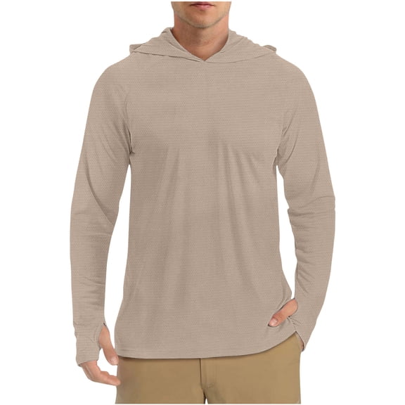Men's Long Sleeve Shirts UV UPF 50  Sun Protection Quick Dry Shirt Rash Guard Mesh Fishing Athletic T-Shirts Khaki XL