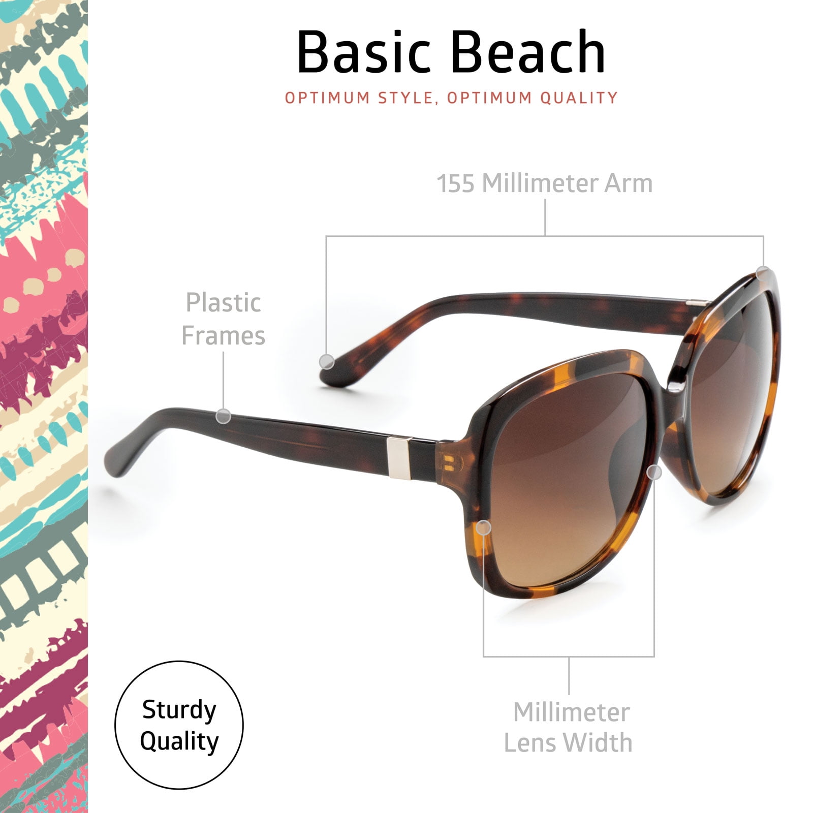 Optimum Optical Oversized Tortoise Shell Frame Sunglasses, Basic Beach