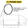 thumbnail image 3 of VEVOR Câble de Direction de Bateau 12 Pieds Câble de Direction Extérieur 12 Pieds Kit de Direction Mécanique Rotative avec Roue de 13 Pouces pour Système de Direction de Bateau, 3 of 9