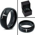 thumbnail image 4 of Tungsten Longhorn Texas Bull Horn Band Ring 8mm Men Women Comfort Fit Black Dome Polished, 4 of 4