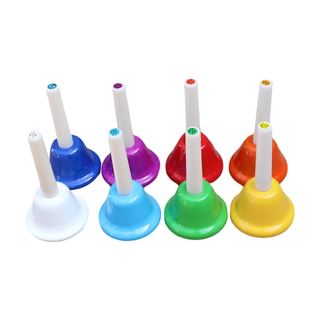 8pcs Octave School Handbells Colorful Hand Bell Percussion Instrument Teaching Aids for Kids Teacher Students
