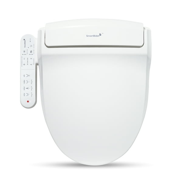 SmartBidet Electric Bidet Seat with Control Panel for Round Toilets, White