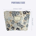 thumbnail image 4 of Bolsa de maquillaje floral, bolsa de cosméticos con cremallera, bolsa de cosméticos para mujeres estéticas, monedero adecuado para bases, lápices labiales, pinceles, gris azul, 4 of 7