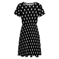 thumbnail image 4 of Small Dots Pattern Dress Fashion Beach Short Sleeve Dresses Female Party Printed Sundress, 4 of 7