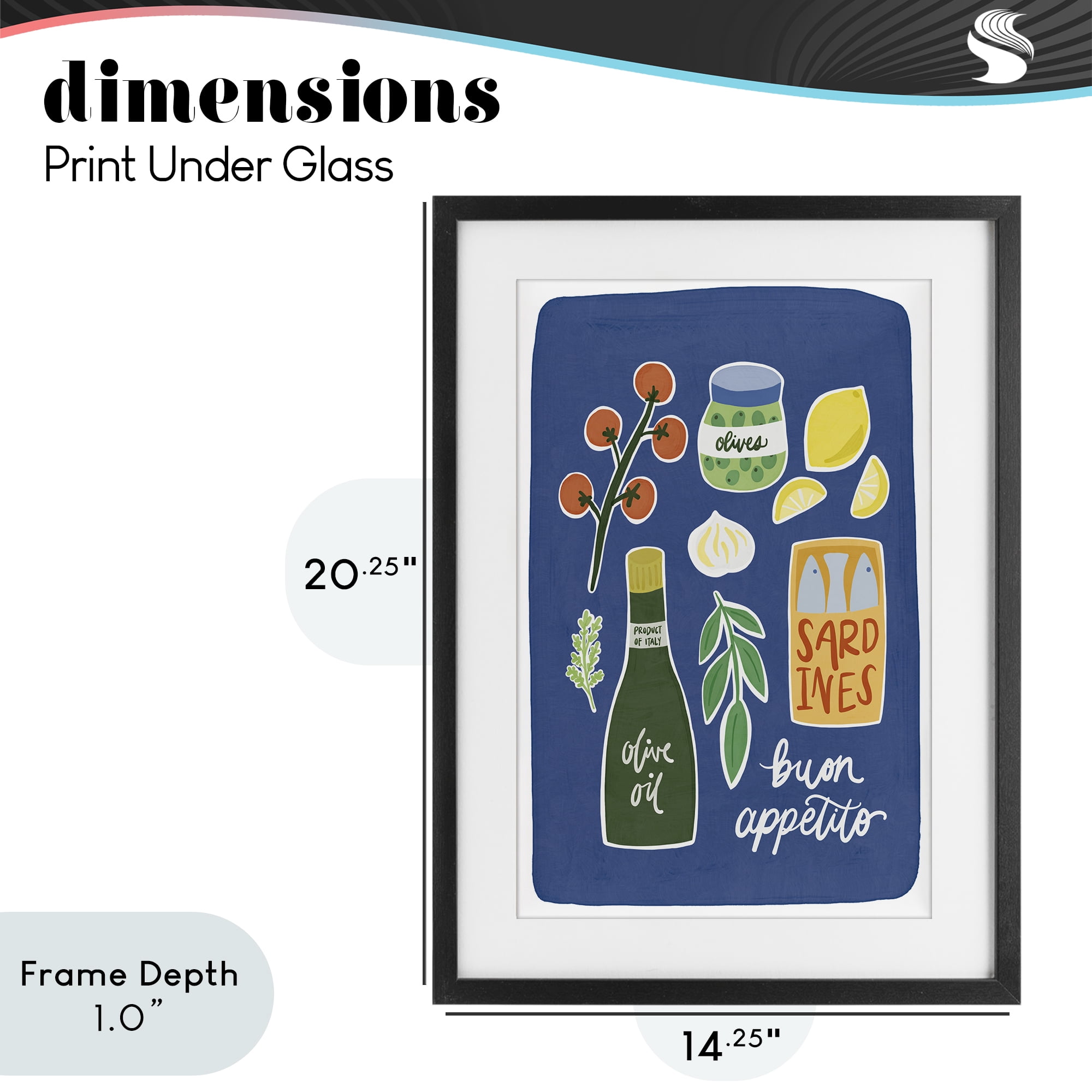 Stupell Industries Italian Kitchen Necessities Black Framed Print Under Glass, design by Amanda Houston