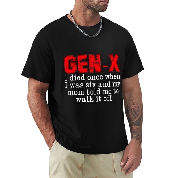 Gen X Men's Cotton HD Print Short Sleeve T-Shirt Crew Neck Top Black L