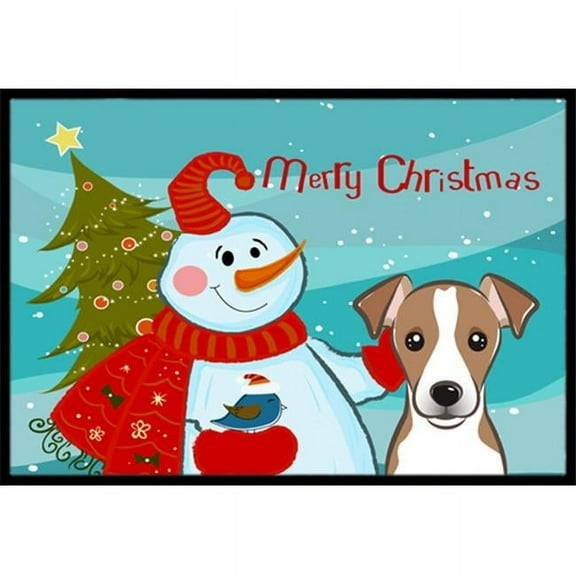 Caroline's Treasures BB1880JMAT Snowman with Jack Russell Terrier Door Mat, Indoor Rug or Outdoor Welcome Mat 24x36