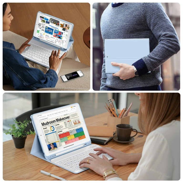 KenKe iPad 9th/8th/7th Gen 10.2 Inch Keyboard Case, Detachable, Stand Folio, Pencil Holder, Auto Sleep/Wake, Light Blue - Walmart.com KenKe iPad 9th/8th/7th Gen 10.2 Inch Keyboard Case, Detachable, Stand Folio, Pencil Holder, Auto Sleep/Wake, Light Blue - Walmart.com