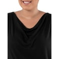 thumbnail image 3 of Wright's Women's Plus Size Draped Front Cowl Neck Short Sleeve Blouse Top, Size 1X-5X, 3 of 7