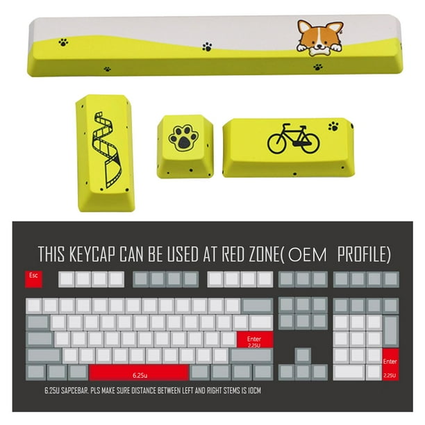 4pcs de llaves PBT Five Dye-Subbed Spacebar 6.25U ESC, Teclados de computadora universales C CUTICAT Barra espaciadora del teclado