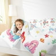 thumbnail image 4 of Manfei Kids Mermaid Princess Full Size Comforter Sets, Cartoon Cute Seashell Bedding Comforter Set, Kawaii Ocean Sealife Reversible Bedding Sets, Ultra Soft Home Decor, 3pcs, 4 of 8