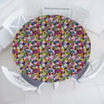thumbnail image 3 of Ambesonne Colorful Fitted Round Tablecloth, Floral Vivid Daisies, 45"- 56" Diameter, Multicolor, 3 of 5