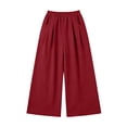 thumbnail image 7 of Lyrcatrment Wide Leg Sweatpants for Women Elastic Waisted Pull on Plain Sweat Pant Loose Fitting Pleated Casual Fall Trendy Loungewear Baggy Pants with Pockets(Red,Large), 7 of 7